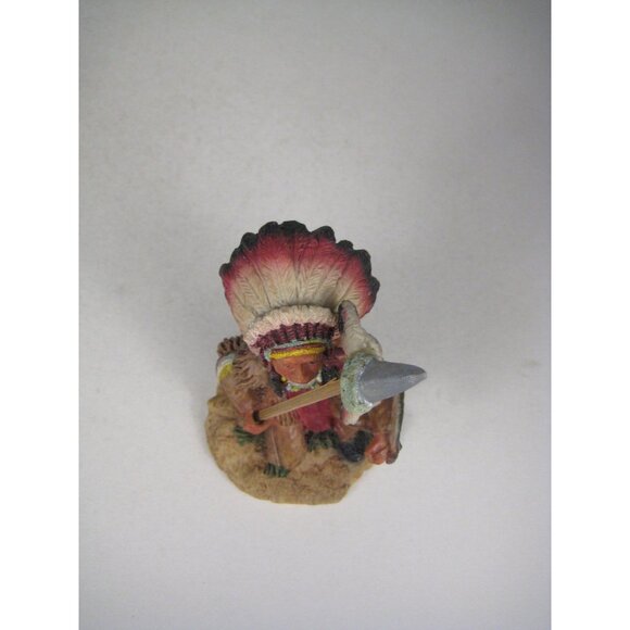 Native American Feather Headdress Spear 6 in Resin Figure Statue CHIP - Picture 7 of 14